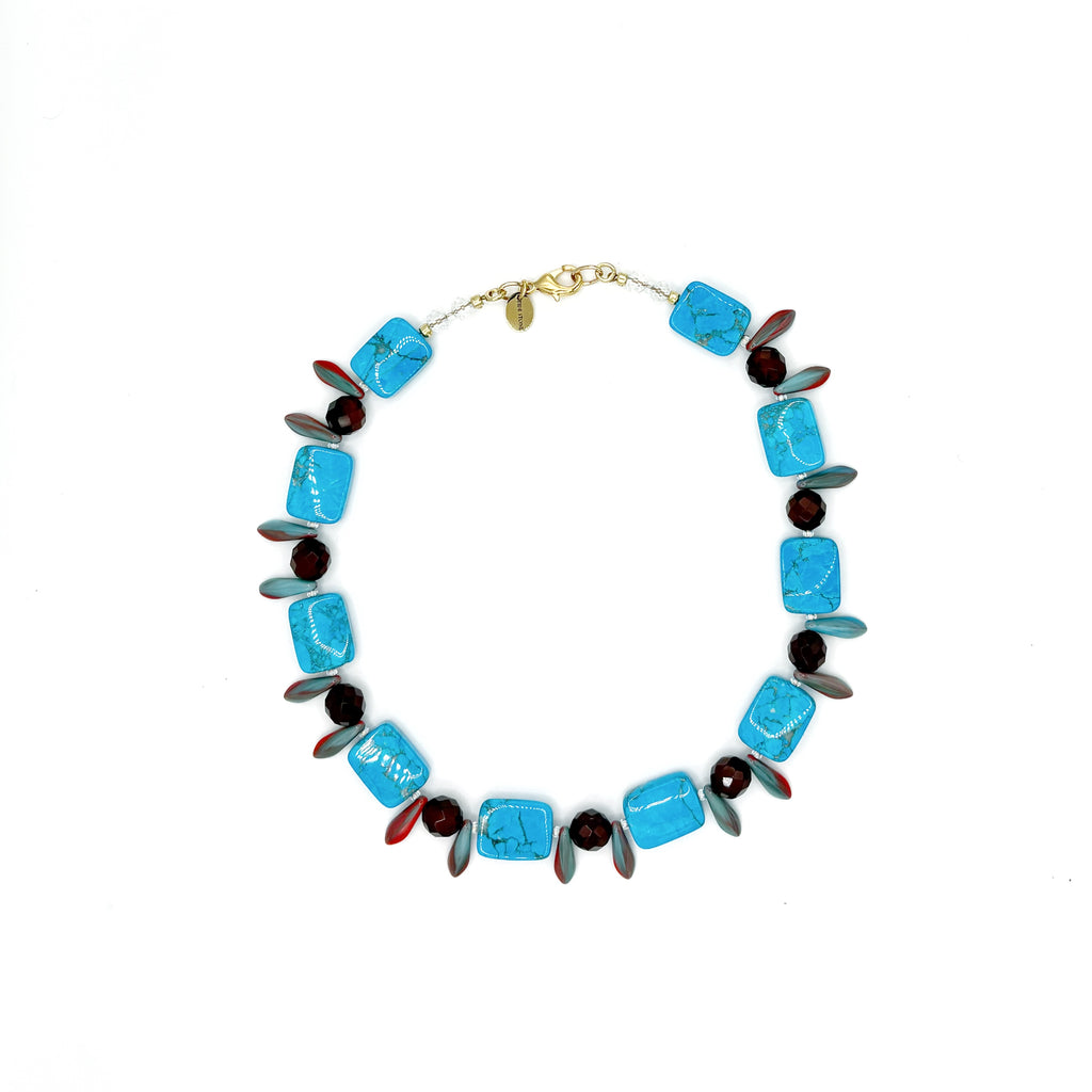 Collar Cala artesanal de turquesa natural y piedras semipreciosas — TIDE STONE España