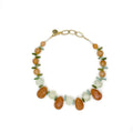 Collar Poncha – TideStone, collar artesanal de piedra luna naranja melocotón y cuarzo verde agua hecho a mano en España