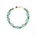 Collar Cíes artesanal de jade y turquesa en tonos verdes y azul transparente — TIDE STONE España