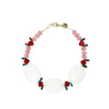 Collar Aurora artesanal de ágata y shell en tonos rosa, rojo y verde — TIDE STONE España