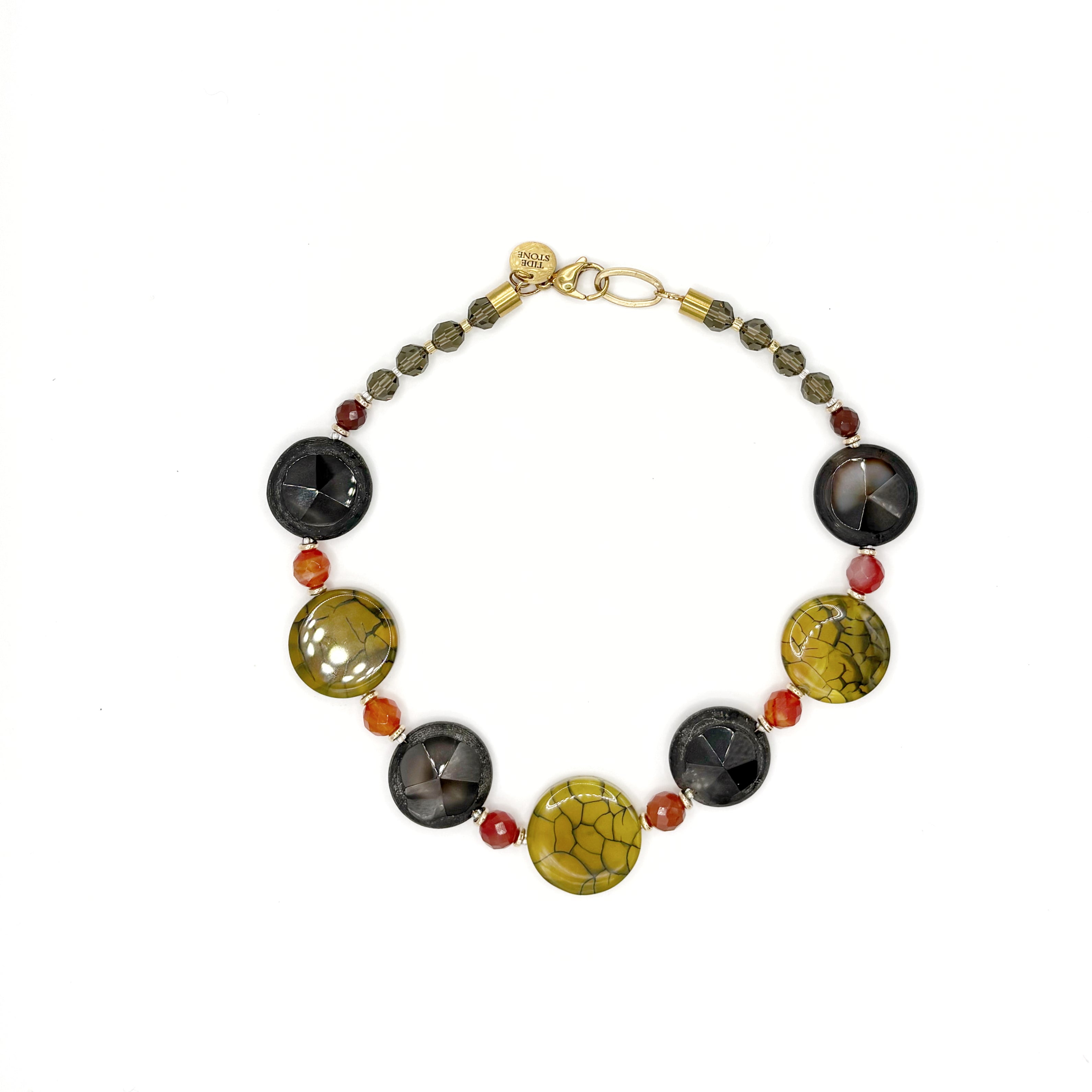 Collar Volcánico – TideStone, collar artesanal de ágata dragón y cornalina hecho a mano en España