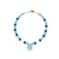 Collar Brisa artesanal de calcedonia celeste y cristal azul — TIDE STONE España