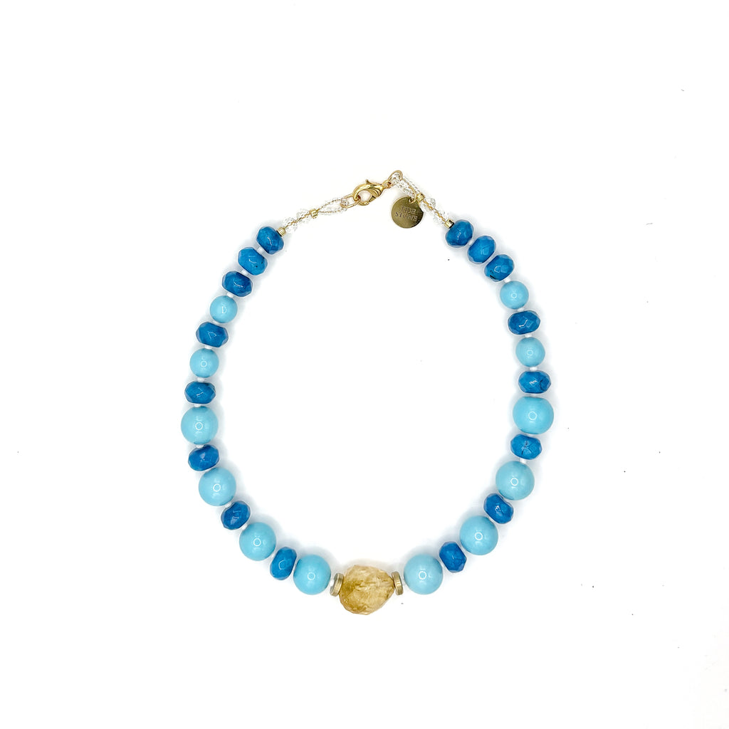 Collar Laguna artesanal de turquesa cristal y citrino — TIDE STONE España